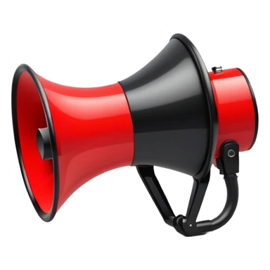 red and black megaphone loudspeaker with sound waves sticker