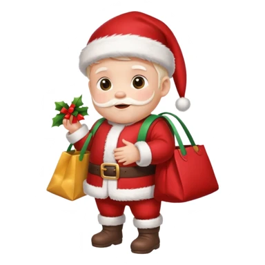 baby Santa Claus is carrying a bag of presents  sticker