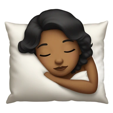 sleeping beauty black haie shoulder length hair brown girl with silk pillow sticker