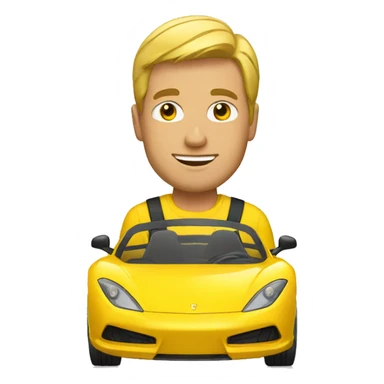 man in yellow sports car sticker
