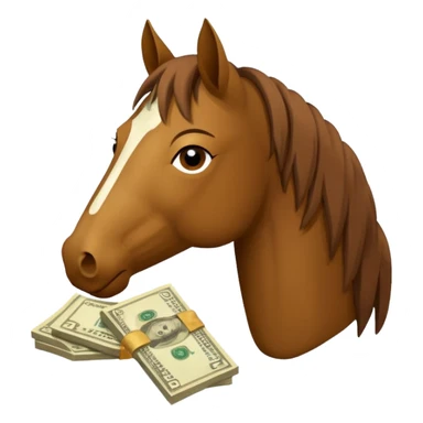 Horse eating money sticker