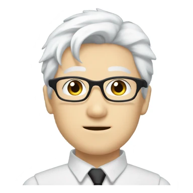 gojo satoru, blue eyes, black glasses, white hair sticker