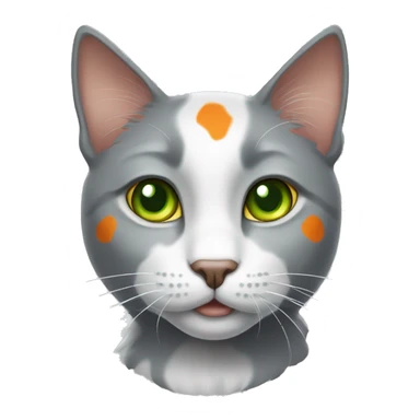 Grey and white cat with orange spots and green eyes sticker