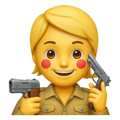 Create a smiling face emoji that’s holding a gun aimed to their forehead sticker