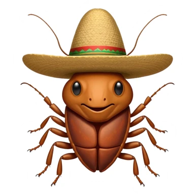 Cockroach with Mexican hat sticker