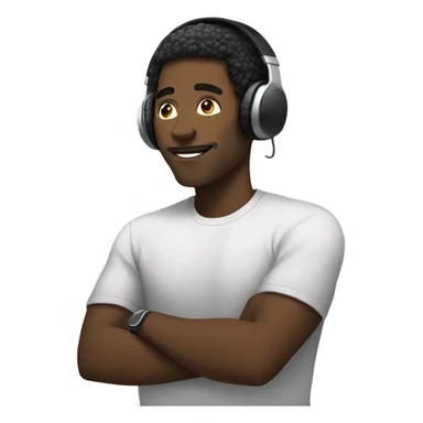Black man listening to music with headphones on sticker