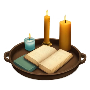 vintage tray with books and candle sticker