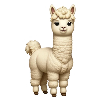 cinematic-[cream alpaca]-realistic-full-body-standing-emoji,-tail-flicking-lazily,-head-tilted-dramatically,-curly-[cream]-fur,-simplified-yet-realistic-focused-features,-highly-detailed,-glowing-with-an-almost-sarcastic-glow sticker
