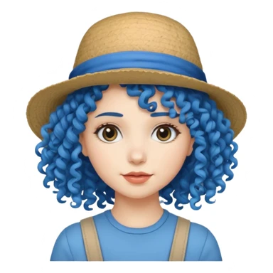 blue curly with opticals haired women with hat sticker