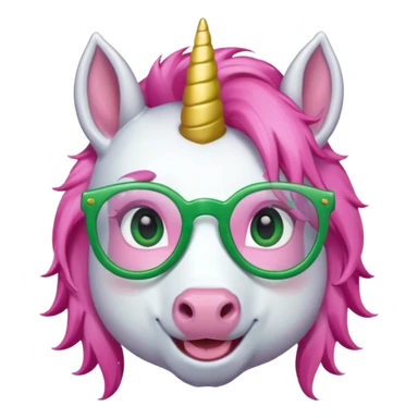 unicorn with green glasses and pink hair sticker