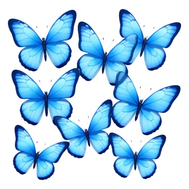 "A collection of blue butterflies in different sizes, delicate and ethereal."
 sticker