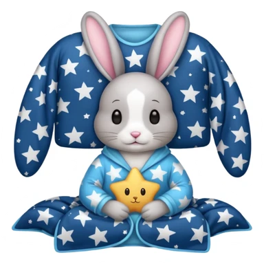bunny with star pajamas and blanket sticker