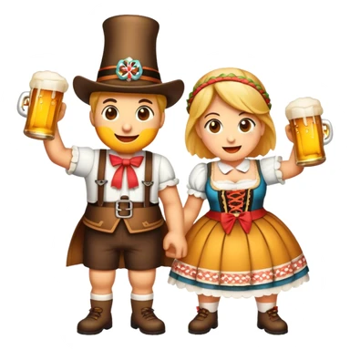 Cinematic Realistic Oktoberfest Pop Culture Emoji, depicting a vibrant celebration with beer, music, and traditional costumes rendered with dynamic textures and festive lighting. sticker