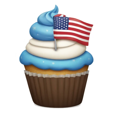 Happy cupcake with an American flag sticker