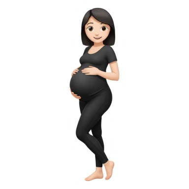femme belly stuffing enceinte legging noir  sticker
