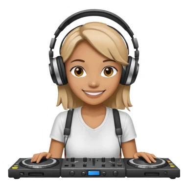 woman dj with setup sticker
