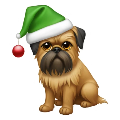 Tan brussels Griffon Christmas hat  sticker