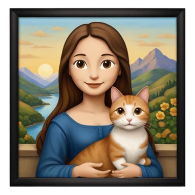 frame, painting, Mona Lisa, with cat sticker