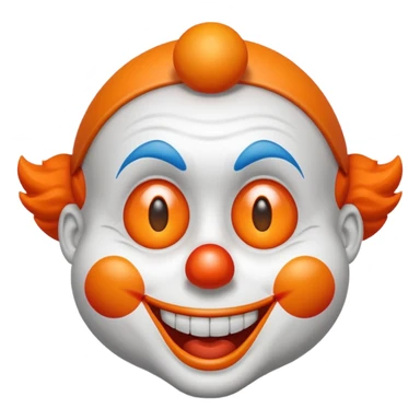 Make the clown emoji come up from the bottom, bounce, and land in the center. Then make it wink with the right eye, add a corrupted-file glitch effect, and finally make it disappear sticker