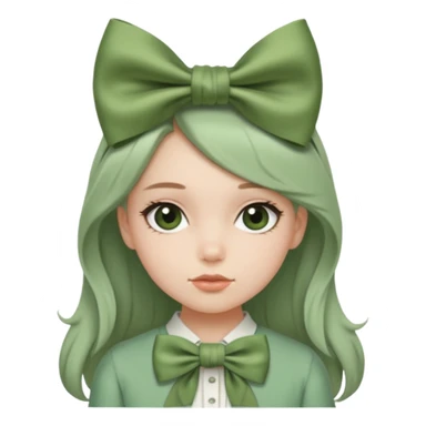 girl with sage green bow sticker