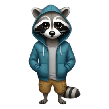 Raccoon wearing a hoodie sticker
