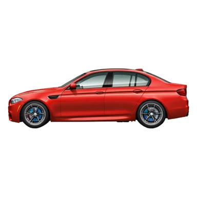 black BMW F10 M5 side profile, simple and rounded, cartoonish, matching the style of the red car iOS emoji sticker