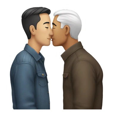 Gay kiss love older white younger asian sticker