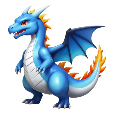 Black and white colorful gradient shiny glossy Fakémon-Digimon-Charizard-Croconaw-Reshiram-Zekrom-creature-hybrid (full body) sticker