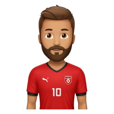 bearded soccer player with red jersey sticker