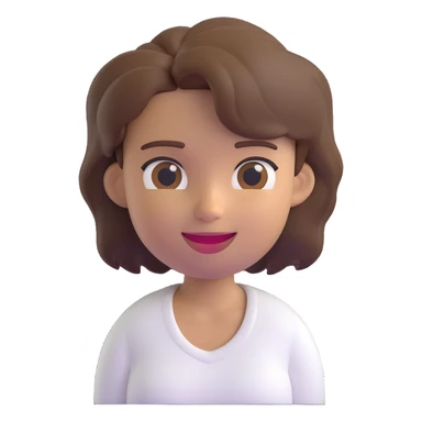 3D emoji style character with short tousled brown hair, winking, light skin, white shirt sticker