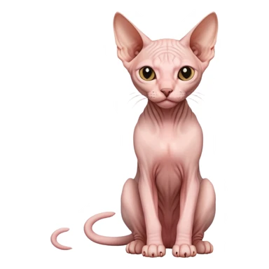 pink sphynx hairless cat full body sitting sticker