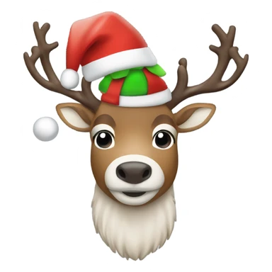 Reindeer with Santa hat  sticker