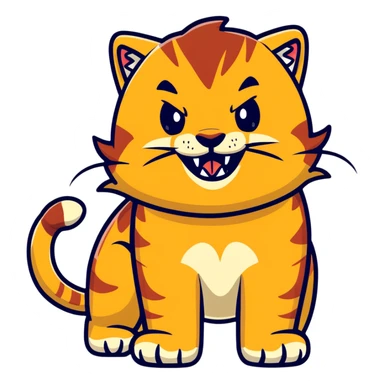 saber-toothed cat with a tiny body and enormous 8-inch fangs that are twenty times longer than its body, absurdly disproportionate teeth sticker