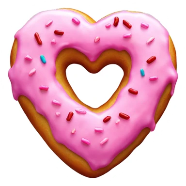 Realistic heart shaped donut with pink frosting. sticker