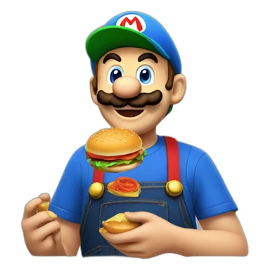 Mario eat burger  sticker