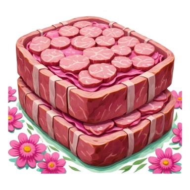 van gogh style pink SPAM  meat flowers landscape sticker