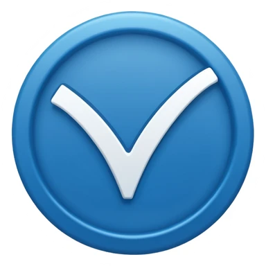 a white check mark inside a solid blue circle or rounded square. sticker