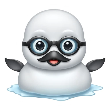 Esta es una imagen de una cría de foca arpa (conocida como whitecoat) descansando sobre el hielo.Es prácticamente una esfera perfecta de pelaje blanco y esponjoso.Tiene ojos oscuros, una nariz negra pequeña y bigotes largos que resaltan sobre su cara clara sticker