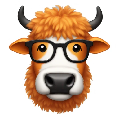 Fluffy orange cow with black glasses sticker