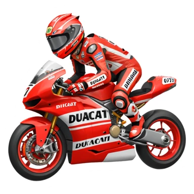 Un emoji de moto gp dé Ducati Marc Márquez pero con la moto  sticker