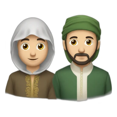 deux frères musulman un a côté de l’autre juste leur tête  sticker