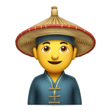 chinois avec un chapeau traditionnel sur la tête  sticker