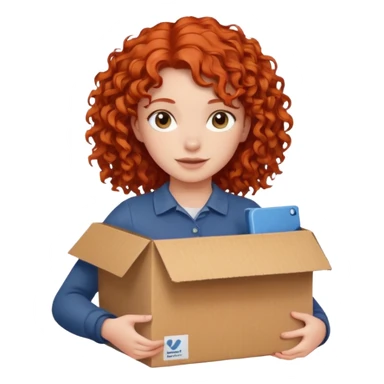 box carrier curly red haired girl  sticker