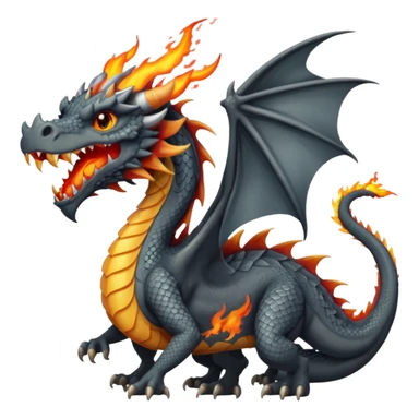 a dark gray dragon with 3 heads that breathes fire sticker
