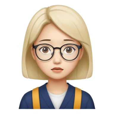 South Korean female college student with a worried face  sticker