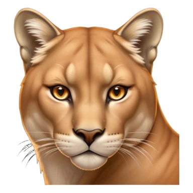 Cinematic Noble Cougar Portrait Emoji, Poised and regal, with a lithe, muscular build and a sleek, tawny Fur with subtle dark accents, deep-set soulful amber eyes, Simplified yet sharp and sophisticated features, highly detailed, glowing with a warm, dignified glow, high shine, intelligent and stealthy, stylized with an air of wild elegance, focused and attentive, soft glowing outline, capturing the essence of a watchful and confident predator, so majestic it feels as though it could silently pounce out of the screen with effortless authority! sticker