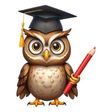 Owl with graduation hat and diploma in claws sticker