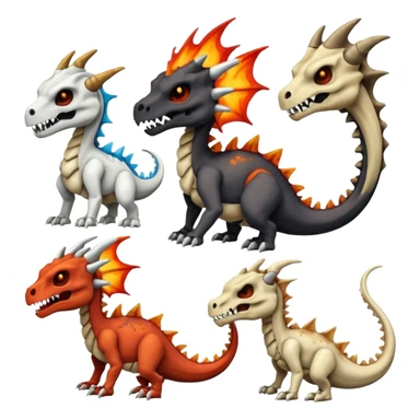 Skeletal Fiery Volcanic Cubone-Salandit-Marowak-Duskull-dragon sticker