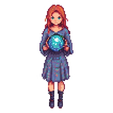 Magic woman with magic ball blue sticker