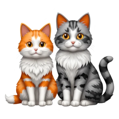 a very fluffy grey and white cat sitting next to another cat sticker